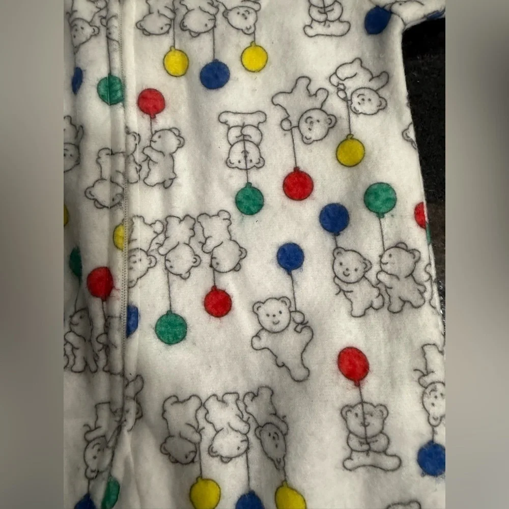 Vintage 80s Carter’s Hooded Footie Pajamas – Bears & Balloons –Small (10–20 lbs)